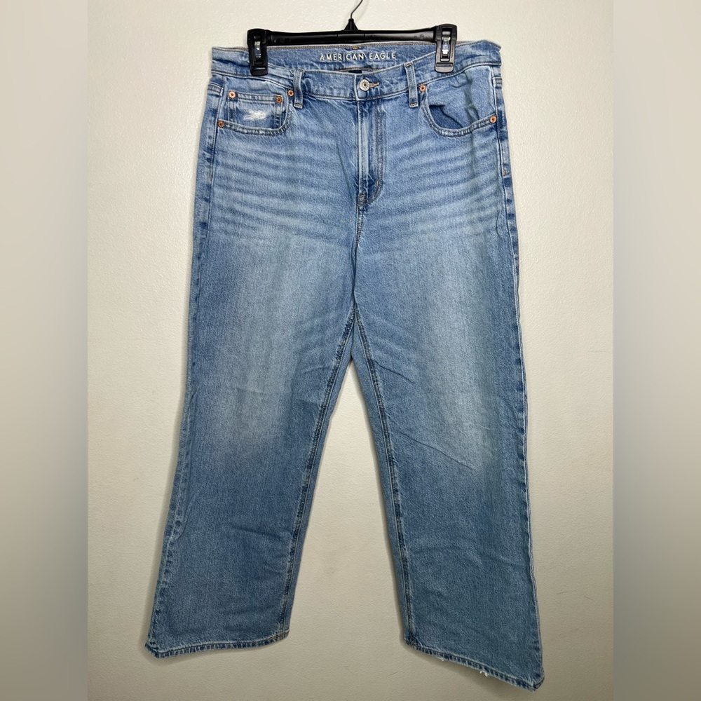 American Eagle Women Strigid Curvy Super High-Waisted Baggy Straight - 12